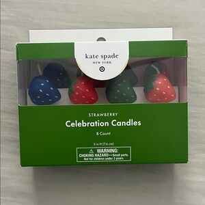 Kate Spade Strawberry Celebration Candles - Red, Green, Blue